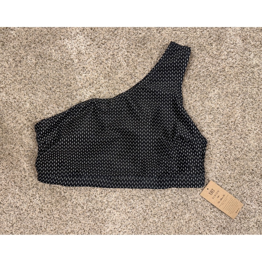Albion Fit Midnight Dash Icon Swim Crop Womens XL Black NWT One Shoulder Bikini